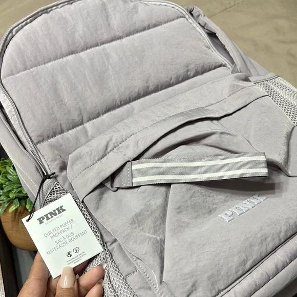 PINK Victoria's Secret Quilted Puffer Backpack - light purple - Picture 1 of 5